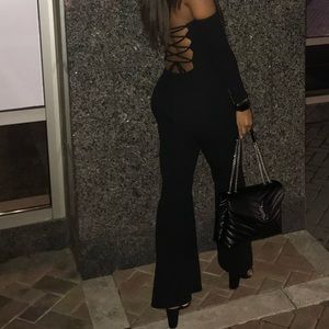 Never Forget You Lace Up Jumpsuit - Black